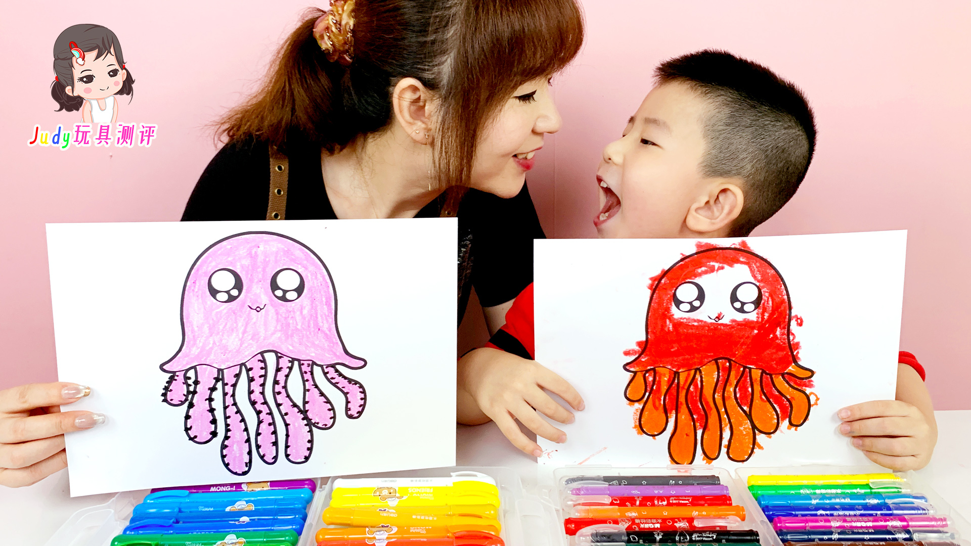宝宝为卡通小章鱼涂色幼儿画画颜色启蒙亲子早教